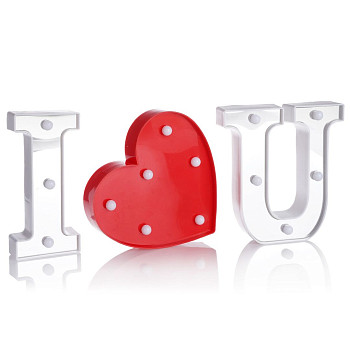 Набор световых фигур I Love You Серебро/Красный 16см