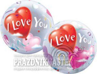 П Bubble (22"/56 см) Шары-Сердца ILY 1шт