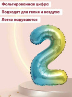ПМ Цифра 2 (32''/81 см) Нежная радуга Градиент/Надув воздухом 1шт в интернет магазине Праздникмастер