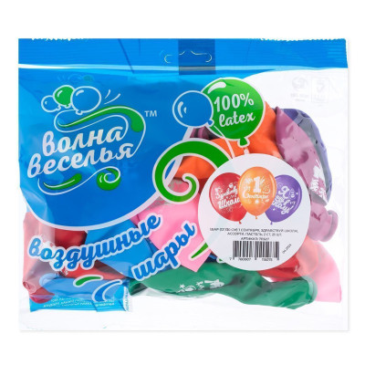 ВВ Шар (12''/30 см) 1 сентября Здравствуй школа! Ассорти Пастель 2ст 25шт Волна веселья продажа в интернет - магазине ПраздникМастер