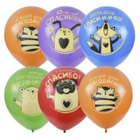 M Шар (12"/30 см) Спасибо Ассорти Пастель 2цв 1ст 25шт Globos Payaso продажа в интернет - магазине ПраздникМастер