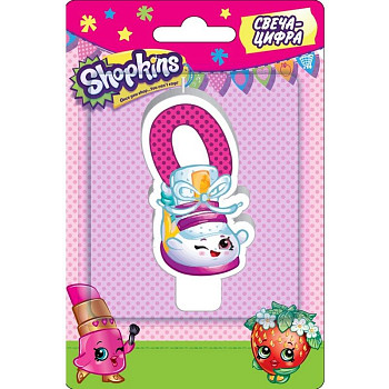 Свеча Цифра 0 Shopkins 8см 1шт фотография