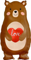 F Фигура (31''/78 см) Мишка с сердцем Love 1шт в интернет магазине Праздникмастер