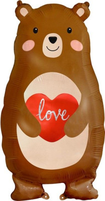 F Фигура (31''/78 см) Мишка с сердцем Love 1шт в интернет магазине Праздникмастер