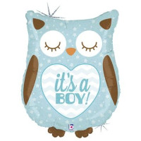 Б Фигура (26"/66 см) Сова голубая Блеск IT’S A BOY 1шт в интернет магазине Праздникмастер