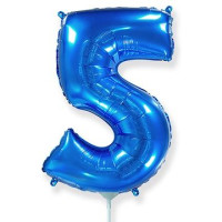 Ф Цифра 5 (16"/40 см) Синий Blue 1шт в интернет магазине Праздникмастер
