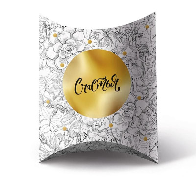 Коробка сборная фигурная Счастья Цветочный принт Металлик 15х18х5см 1шт