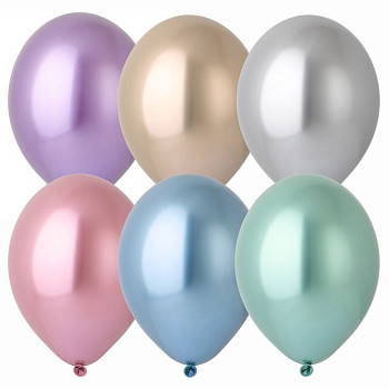 Б Шар (14"/36 см) Ассорти Glossy Хром 50шт