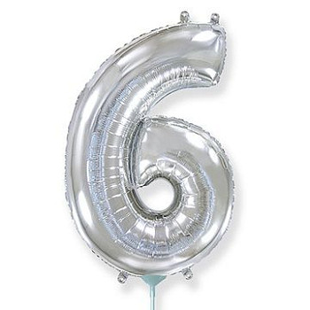 Ф Цифра 6 (16"/40 см) Серебро Silver 1шт