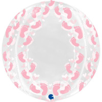 Г Bubble Deco (19''/48 см) Ножка малышки Прозрачный/Розовый Кристалл 1шт