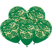 S Шар (12''/30 см) Камуфляж Темно-зеленый  Пастель 2цв 5ст 25шт Sempertex продажа в интернет - магазине ПраздникМастер