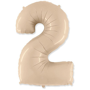 Ф Цифра 2 (40"/102 см) Кремовый Cream Сатин 1шт