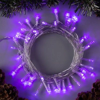 Гирлянда Нить прозрачная нить 50 ламп LED Свечение фиолетовое 8 режимов 5 м 1 шт
