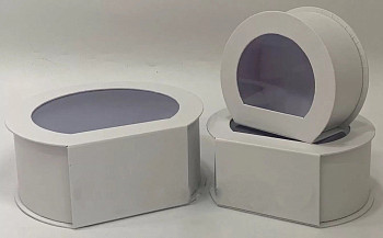 Набор коробок 3в1 Полушайба с прозрачной крышкой Серый 24x22x10см 