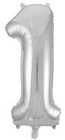 ПМ Цифра 1 (16''/41 см) Slim Серебро 1шт в интернет магазине Праздникмастер