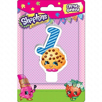Свеча Цифра 1 Shopkins 8см 1шт фотография