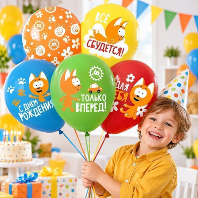 512 Шар (12''/30 см) С ДР! Котенок Котэ Ассорти Пастель 3цв 1ст 25шт 512 продажа в интернет - магазине ПраздникМастер