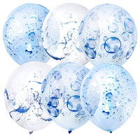 М Шар (12"/30 см) Аква Пати Прозрачный/Голубой Кристалл 25шт Globos Payaso продажа в интернет - магазине ПраздникМастер