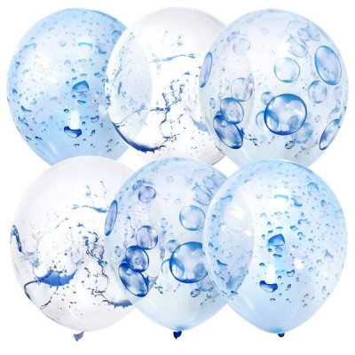 М Шар (12"/30 см) Аква Пати Прозрачный/Голубой Кристалл 25шт Globos Payaso продажа в интернет - магазине ПраздникМастер
