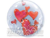 П Bubble Инсайдер (24"/60 см) Сердца Красные 1шт