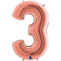 Г ЦИФРА 3 (40"/102 см) Розовое Золото Rose Gold 1шт в интернет магазине Праздникмастер