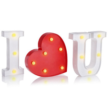 Набор световых фигур I Love You Белый/Красный 16см
