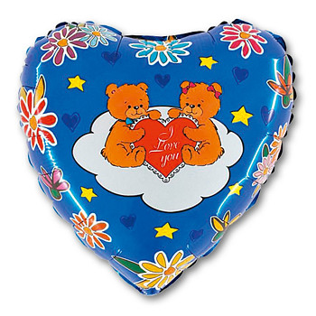 Г Сердце (18"/46 см) ILY Медвежата на облаке 1шт