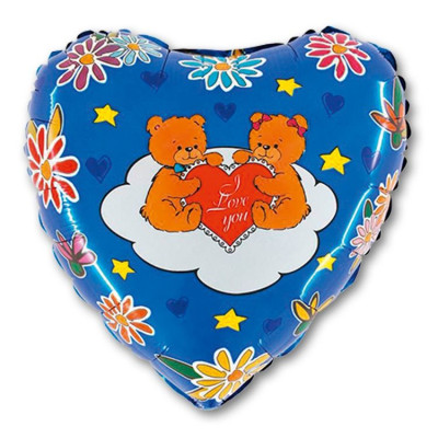 Г Сердце (18"/46 см) ILY Медвежата на облаке 1шт в интернет магазине Праздникмастер