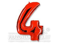 Ф Цифра 4 (40"/102 см) Красный Red 1шт в интернет магазине Праздникмастер