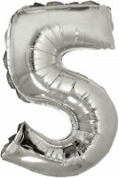 ПМ Цифра 5 (16''/41 см) Slim Серебро 1шт в интернет магазине Праздникмастер