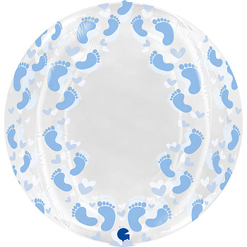 Г Bubble Deco (19''/48 см) Ножка малыша Прозрачный/Голубой Кристалл 1шт