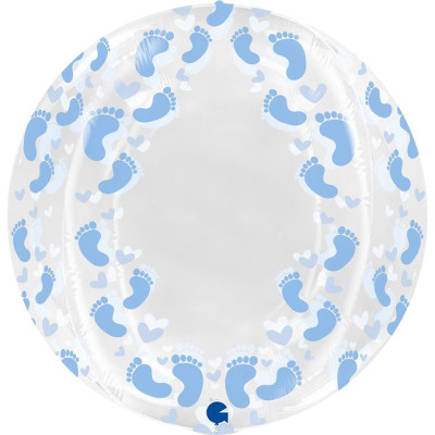 Г Bubble Deco (19''/48 см) Ножка малыша Прозрачный/Голубой Кристалл 1шт